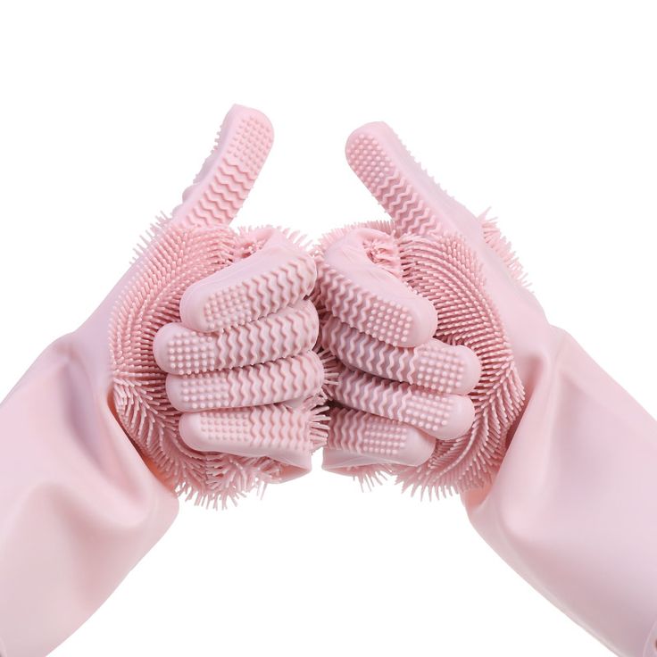 Pair Of Silicone Washing Full Finger Gloves For Home & Kitchen (random Colors)