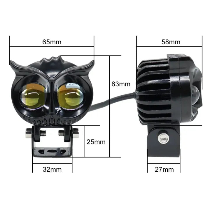 Owl Shape Fog Yellow-white & Flash Light Low & High Beam 9v-60v 40w