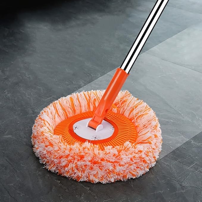 360° Rotating Round Shape Extendable Microfiber Mop For Floor Cleaning