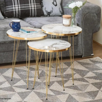 Set of 3 Round Side Coffee Tables