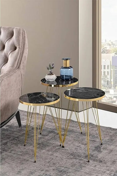 Set of 3 Round Side Coffee Tables