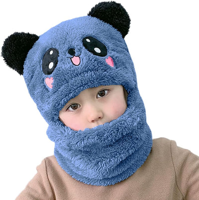 Beanie Wool Cap With Neck Warmer Attached. Kids Wool Cap